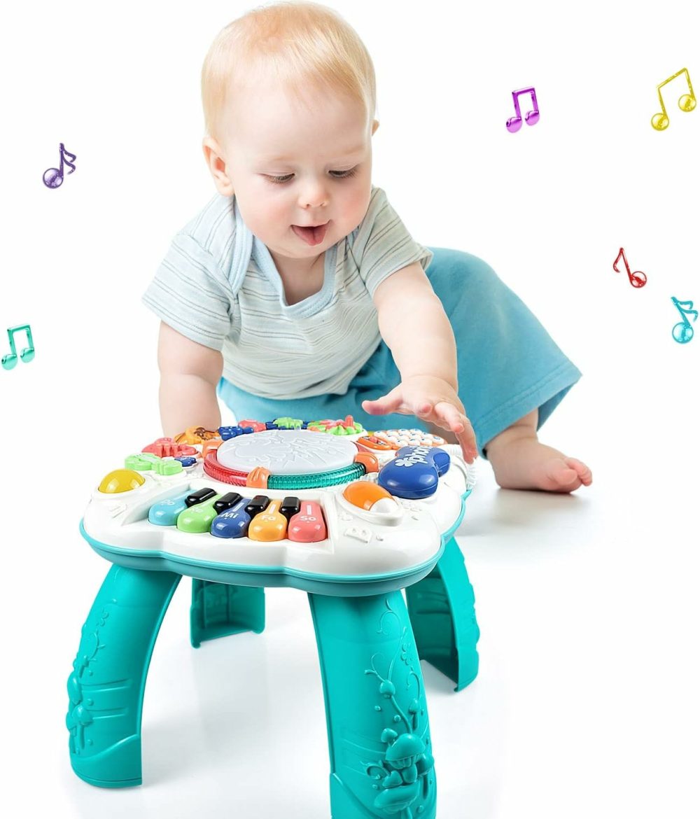 Baby Toys 12-18 Months  Baby Activity Table  Activity Center For 1 2 3 Years Old (Size: 11.8 X 11.8 X 12.2 Inches)  |  Musical Toys All Toys Off-white