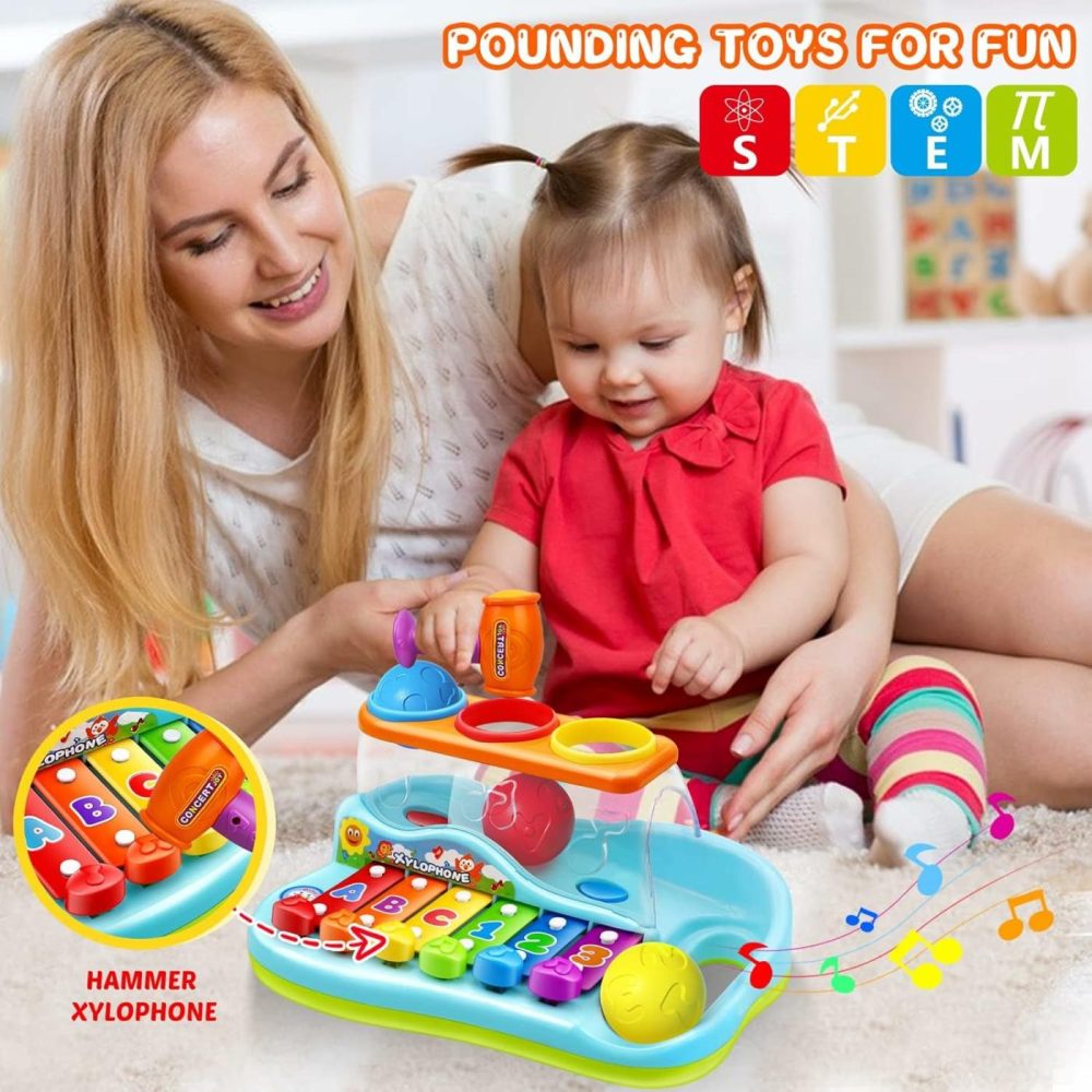 Baby Toys 12-18 Months Hammer Pounding Xylophone Kids Gifts For 1 2 3+ Year Old Boys Girls  Early Educational With Music Balls  Christmas Birthday Toys For 6 To 12 Months  |  Hammering & Pounding Toys All Toys Hammering & Pounding Toys