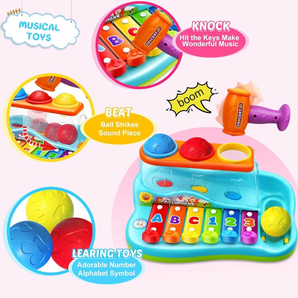 Baby Toys 12-18 Months Hammer Pounding Xylophone Kids Gifts For 1 2 3+ Year Old Boys Girls  Early Educational With Music Balls  Christmas Birthday Toys For 6 To 12 Months  |  Hammering & Pounding Toys All Toys Hammering & Pounding Toys