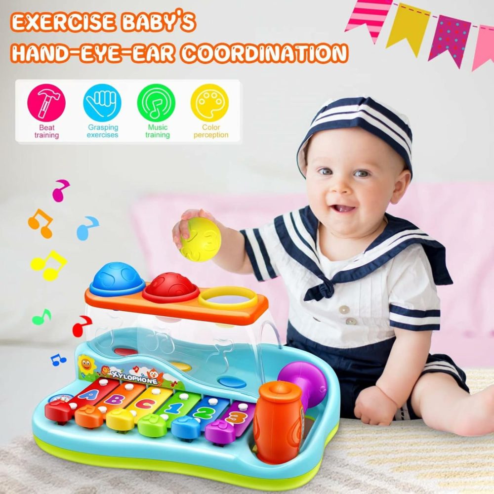 Baby Toys 12-18 Months Hammer Pounding Xylophone Kids Gifts For 1 2 3+ Year Old Boys Girls  Early Educational With Music Balls  Christmas Birthday Toys For 6 To 12 Months  |  Hammering & Pounding Toys All Toys Hammering & Pounding Toys