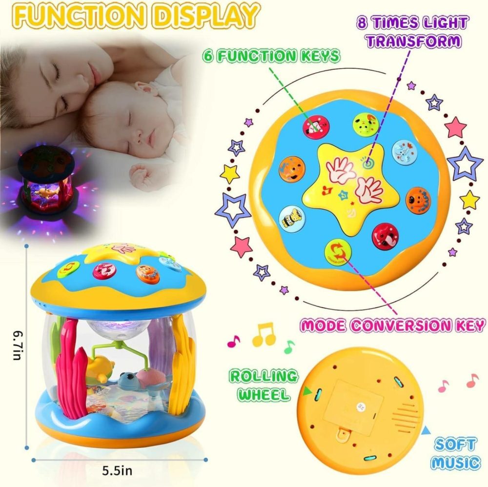 Baby Toys 12+ Months Ocean Rotating Projector – Early Education Toys 12-18 Months With Various Pacify Music/Light Kids Toddler Toys For 1 2 3+ Year Old Boys Girls Birthday  |  Musical Toys All Toys