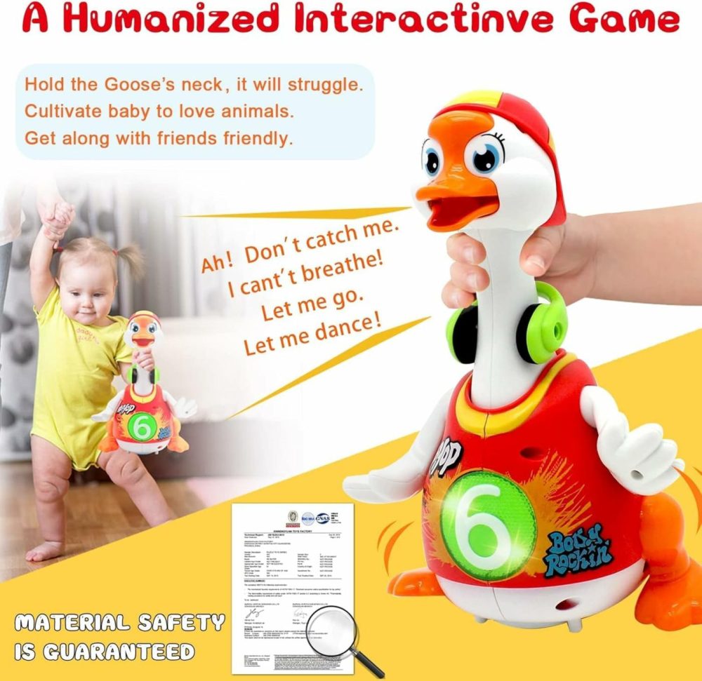 Baby Toys 18 Months Hip-Hop Goose Early Education Kids Toys For 2 3+ Year Old Boys Girls Music/Walking/Flashing Lights/Dancing Toddlers Christmas Birthday Gifts (Random Color)  |  Musical Toys All Toys