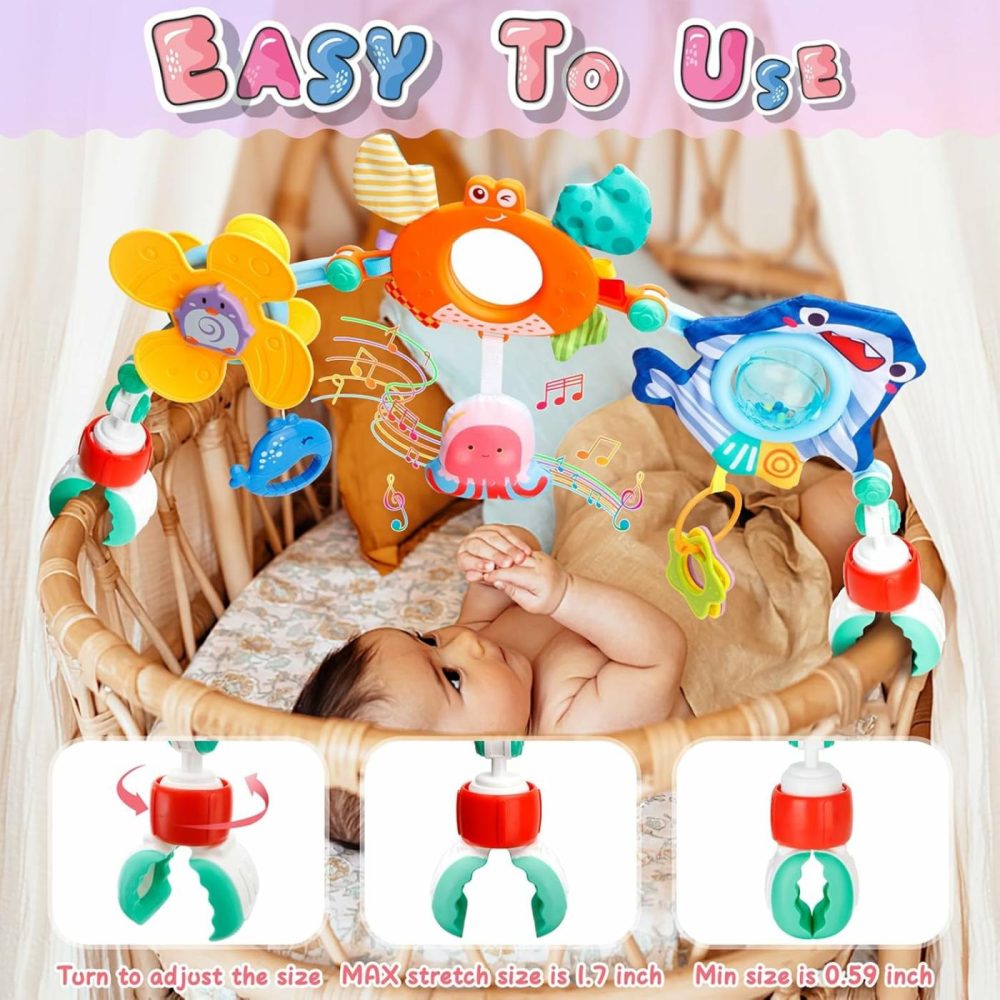 Baby Toys 3-6 Months  Baby Stroller Arch Toy- Infant Car Seat Toys For Babies 0-6 Months  Adjustable Montessori Toys Crib Bouncer Bassinet Activity Toys For Boy Girl 3 6 9 12 18 Months  |  Car Seat & Stroller Toys All Toys Blue