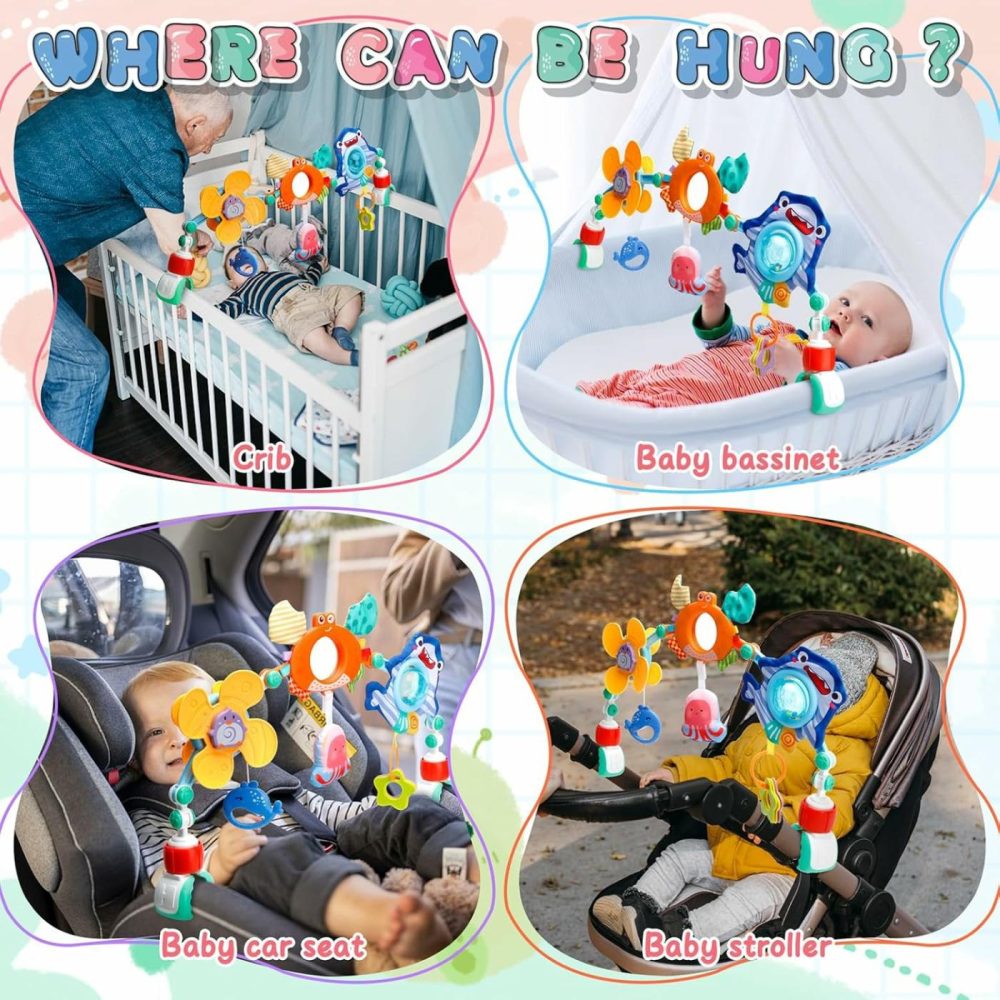 Baby Toys 3-6 Months  Baby Stroller Arch Toy- Infant Car Seat Toys For Babies 0-6 Months  Adjustable Montessori Toys Crib Bouncer Bassinet Activity Toys For Boy Girl 3 6 9 12 18 Months  |  Car Seat & Stroller Toys All Toys Blue