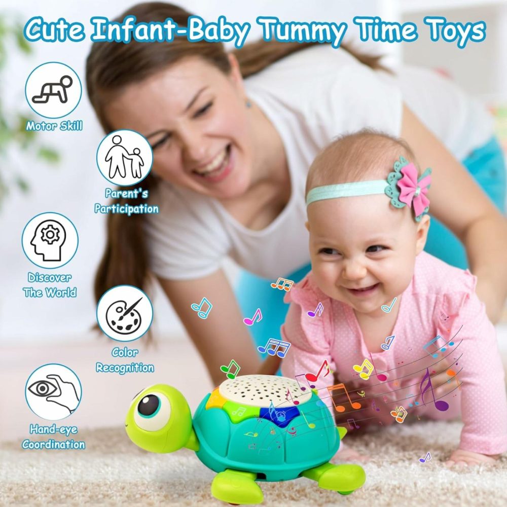 Baby Toys 6-12 Months  5 In 1 Musical Projector Turtle Crawling Toys Tummy Time Infant Baby Toys 0-3 3-6 7 8 9 12-18 Months 1 Year Old Boy Toys Girl Toys Birthday Gift  |  Musical Toys All Toys