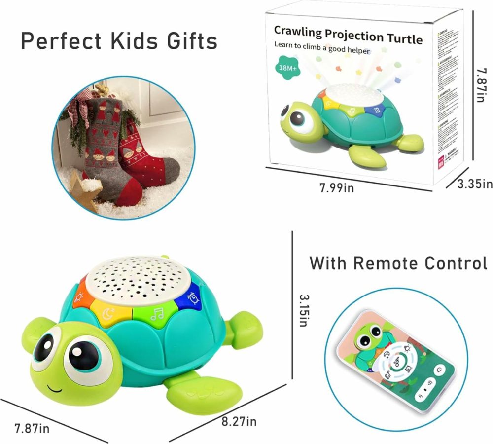 Baby Toys 6-12 Months  5 In 1 Musical Projector Turtle Crawling Toys Tummy Time Infant Baby Toys 0-3 3-6 7 8 9 12-18 Months 1 Year Old Boy Toys Girl Toys Birthday Gift  |  Musical Toys All Toys