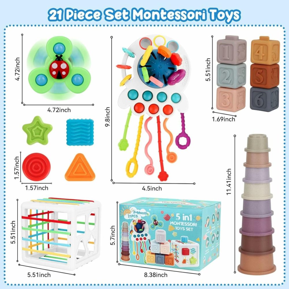 Baby Toys 6-12 Months  5 In 1 Toddler Montessori Toys 1-3  Sensory Bin  Baby Stacking Toys  Spinner Toys  Stacking Cups  Pull String Toy Baby Gifts For Boys Girls 3 6 9 12 18+ Months  |  Sorting & Stacking Toys All Toys Sorting & Stacking Toys