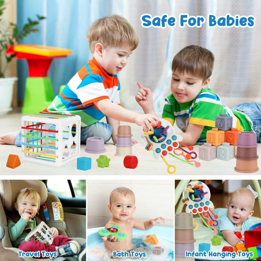 Baby Toys 6-12 Months  5 In 1 Toddler Montessori Toys 1-3  Sensory Bin  Baby Stacking Toys  Spinner Toys  Stacking Cups  Pull String Toy Baby Gifts For Boys Girls 3 6 9 12 18+ Months  |  Sorting & Stacking Toys All Toys Sorting & Stacking Toys