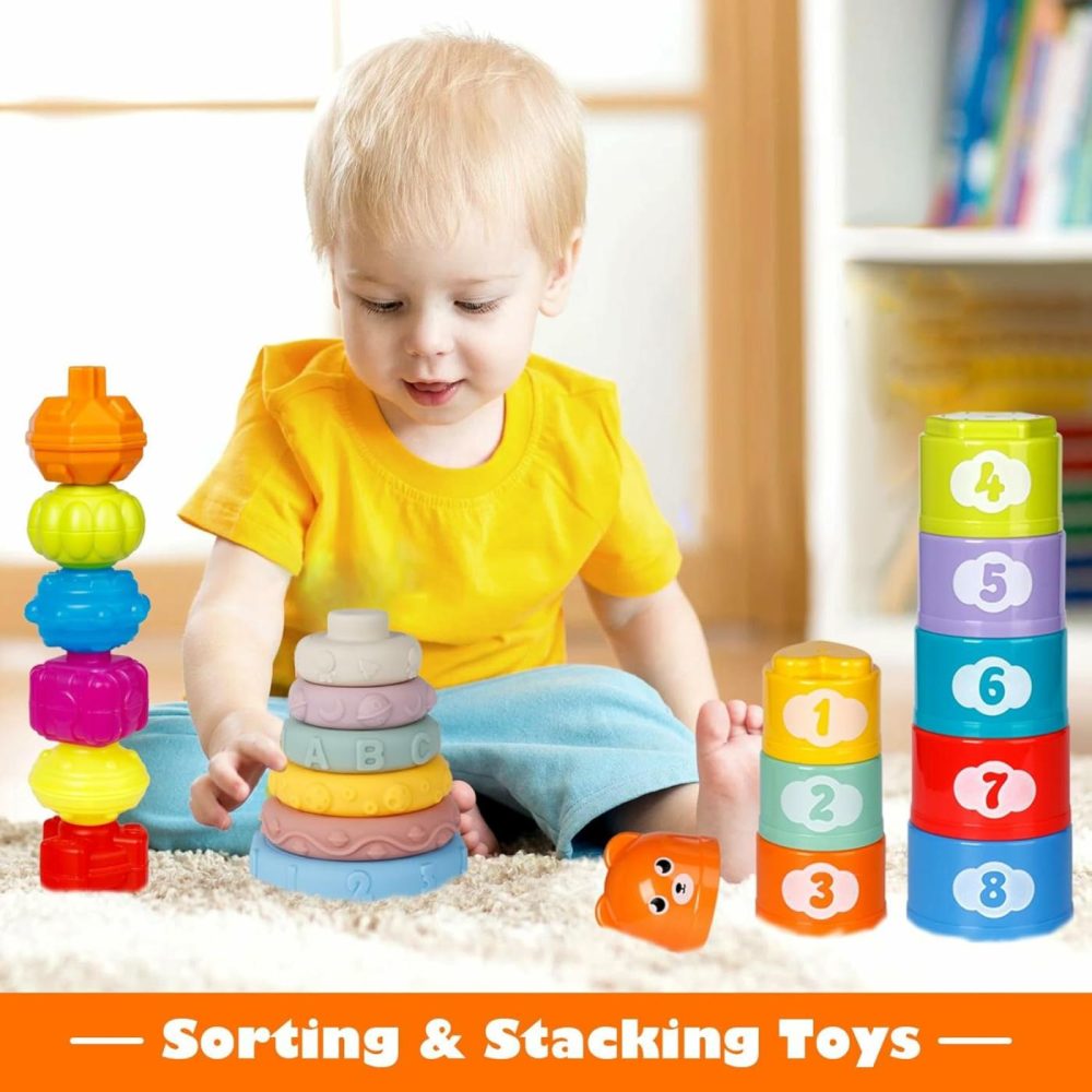 Baby Toys 6-12 Months  Montessori Toys For 1 Year Old  Silicone Pull String Teething Toys  Shape Sorter Bin Sensory Toys  5 In 1 Infant Toys  Stacking Rings & Cups  Toddler Suction Cup Spinner Toy  |  Sorting & Stacking Toys All Toys Sorting & Stacking Toys