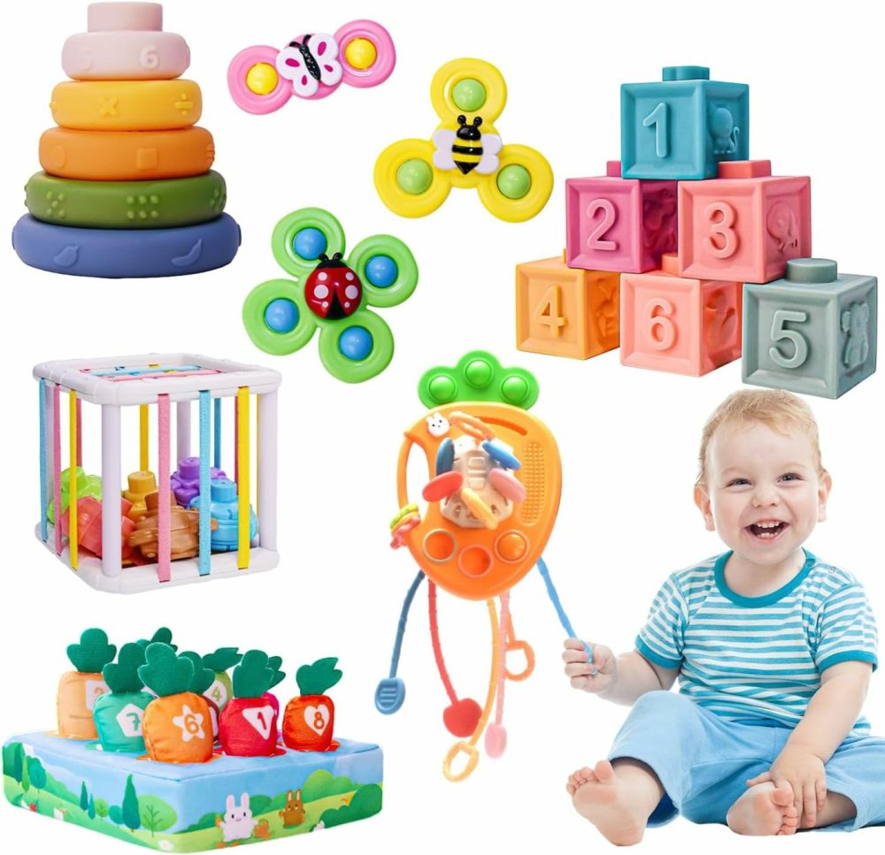 Baby Toys 6-12 Months  Montessori Toys For 1 Years Old  6-In-1 Set Infant Toys With Sensory Toys  Spinner Toys For Babies  Baby Blocks  Stacking Toys  Learning Toys Gifts For Toddler Newborn  32Pcs  |  Sorting & Stacking Toys All Toys Sorting & Stacking Toys