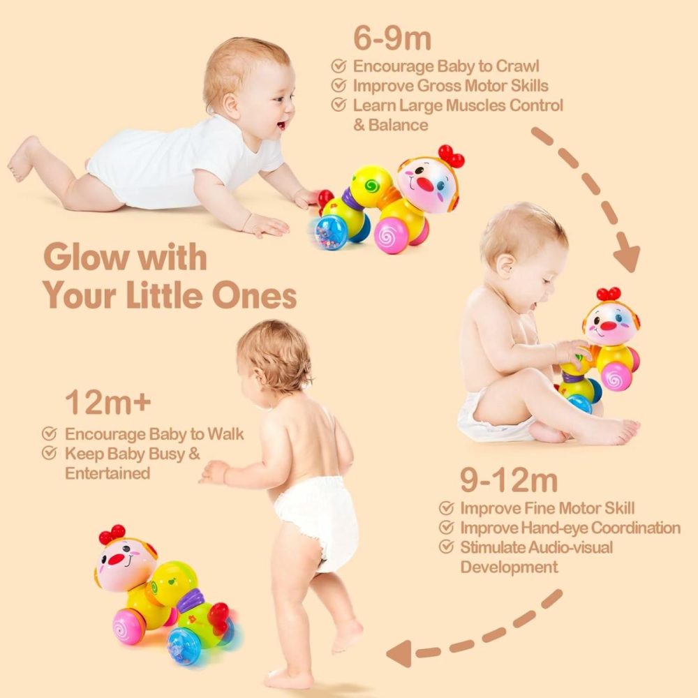 Baby Toys 6-12 Months+ – Musical  Light Up  Press And Go 6 Month Old Baby Toys 6 To 12 Months Crawling Toys For Babies Infant Tummy Time Toys 7 8 9 12+ Months Boy Girl Toys For 1 Year Gifts  |  Musical Toys All Toys