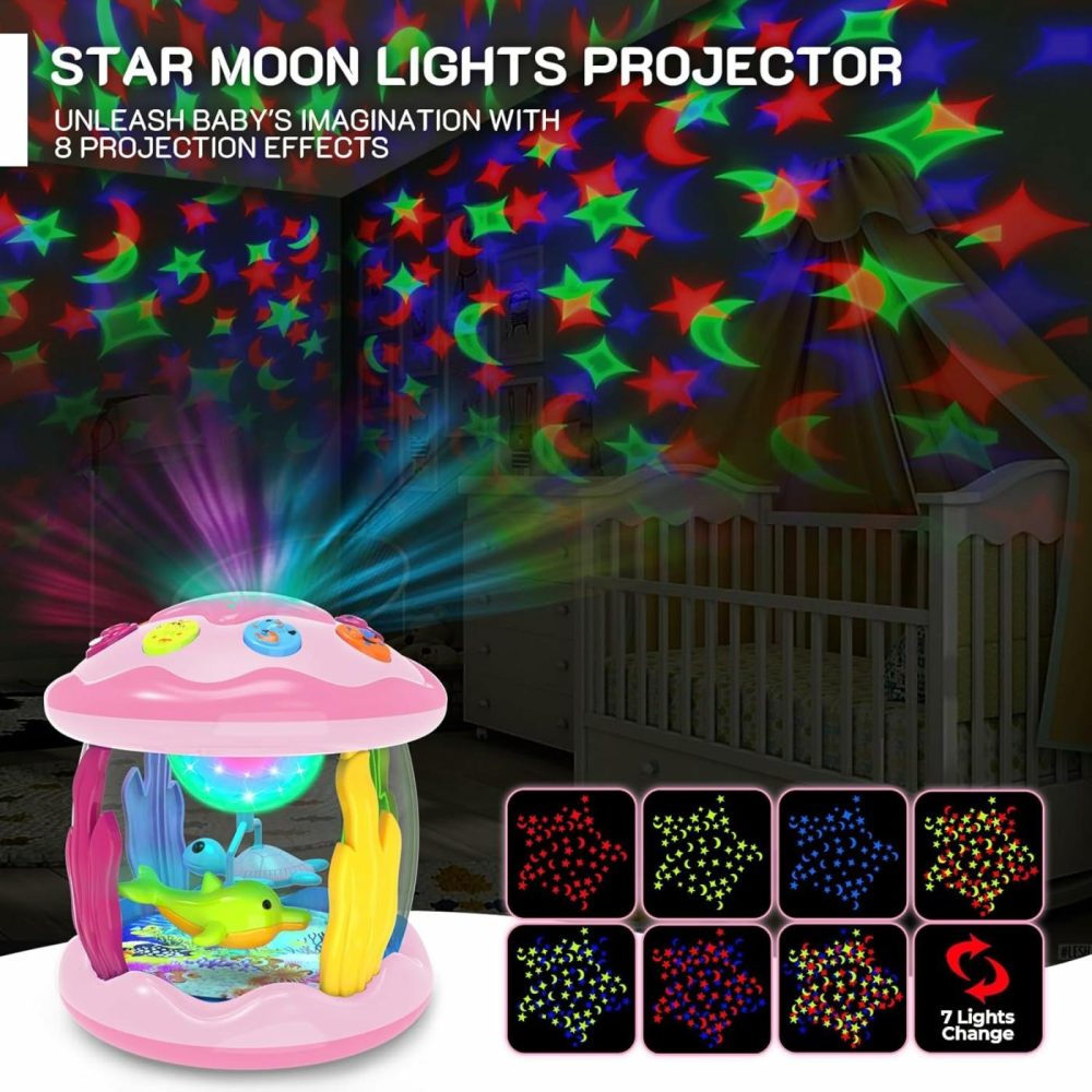 Baby Toys 6-12 Months – Musical Light Up Rotating Toys  Pink Ocean Projector For Infant 9-12-18 Month  Learning Visual & Hearing & Crawling Skill  Birthday Gifts For Toddler Boys Girls 1 2 3 Years Old  |  Musical Toys All Toys