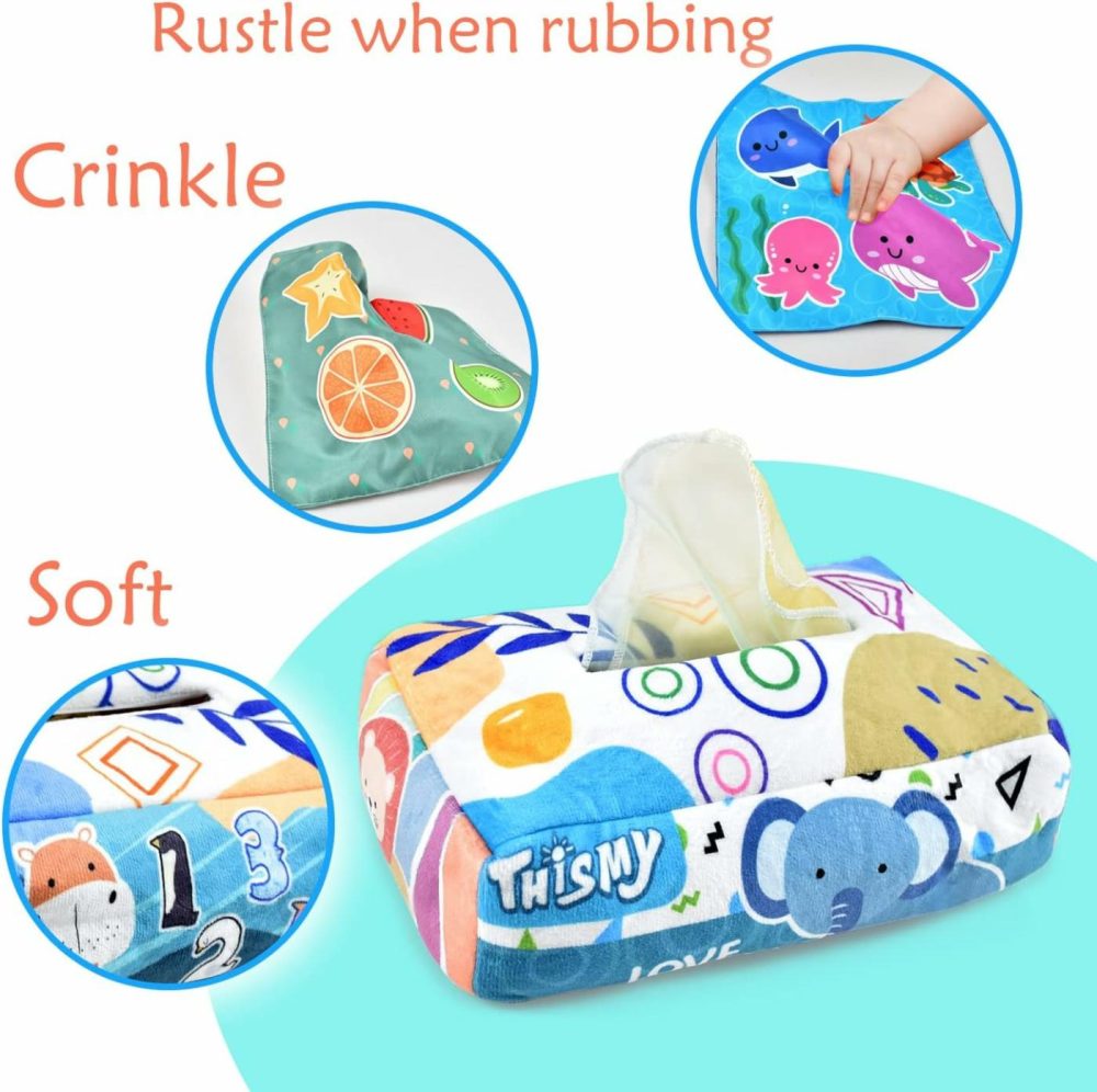 Baby Toys 6-12 Months Tissue Toy Montessori Toy For Babies 6-12 18 Months  Soft Contrast Crinkle Sensory Toys For Toddlers  |  Sorting & Stacking Toys All Toys Sorting & Stacking Toys