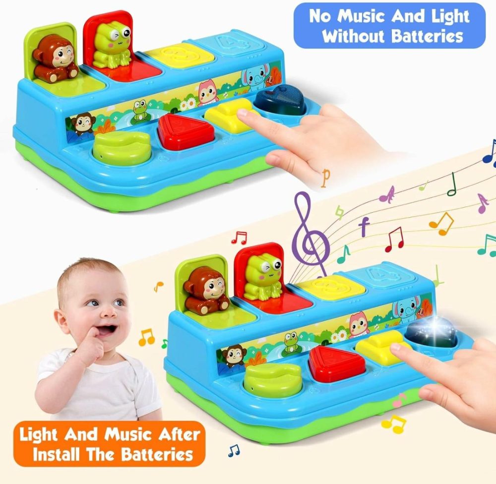 Baby Toys 6 To 12-18 Months  Music Light Pop Up Toys For Toddlers 1-3 Years Old Boys Girls Gifts  Cause And Effect Early Learning Infant Toys  |  Musical Toys All Toys Blue