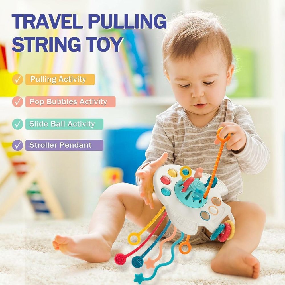 Baby Toys 6 To 12 Months  5 In 1 Montessori Toys For 1 Year Old  Incl Travel Pull String Toy & Shape Sorter & Stacking Baby Block & Soft Infant Ring & Sensory Ball For Toddler 0-3-6-9-12 Month  |  Sorting & Stacking Toys All Toys Sorting & Stacking Toys