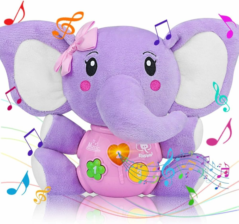 Baby Toys 6 To 12 Months – 6 Months Old Plush Elephant Baby Toy Musical Infant Toys – Babies Light Up Toys For 1 Year Old Boy & Girl Newborn Baby Gift 0 3 6 9 12 Months  |  Musical Toys All Toys Purple