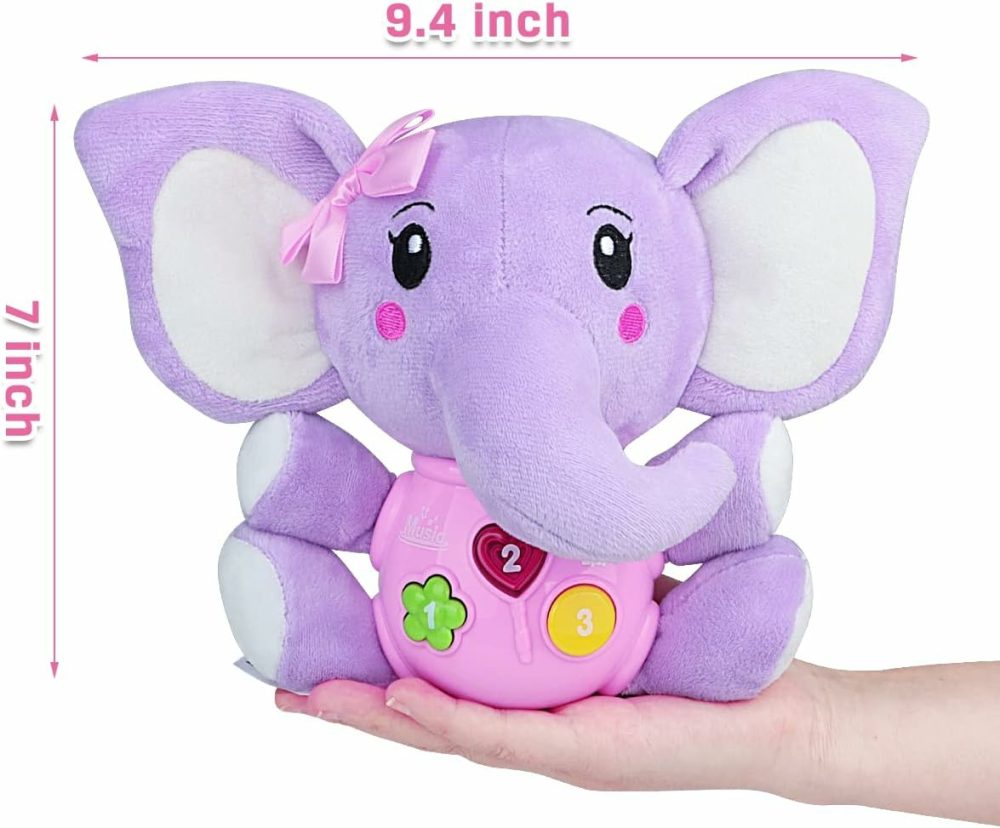 Baby Toys 6 To 12 Months – 6 Months Old Plush Elephant Baby Toy Musical Infant Toys – Babies Light Up Toys For 1 Year Old Boy & Girl Newborn Baby Gift 0 3 6 9 12 Months  |  Musical Toys All Toys Purple