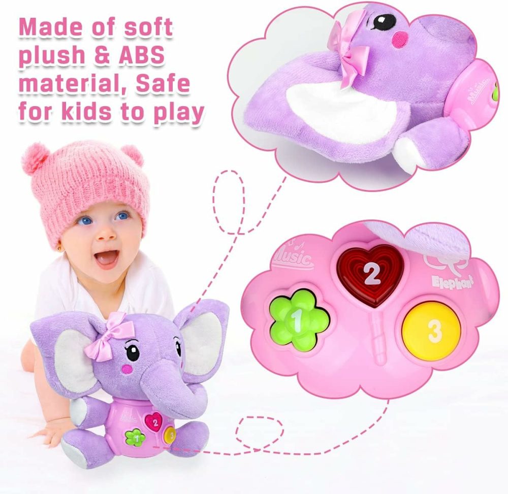 Baby Toys 6 To 12 Months – 6 Months Old Plush Elephant Baby Toy Musical Infant Toys – Babies Light Up Toys For 1 Year Old Boy & Girl Newborn Baby Gift 0 3 6 9 12 Months  |  Musical Toys All Toys Purple