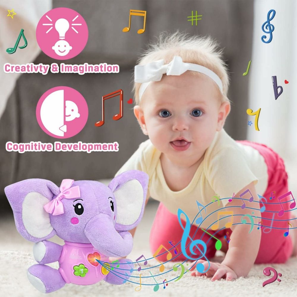 Baby Toys 6 To 12 Months – 6 Months Old Plush Elephant Baby Toy Musical Infant Toys – Babies Light Up Toys For 1 Year Old Boy & Girl Newborn Baby Gift 0 3 6 9 12 Months  |  Musical Toys All Toys Purple