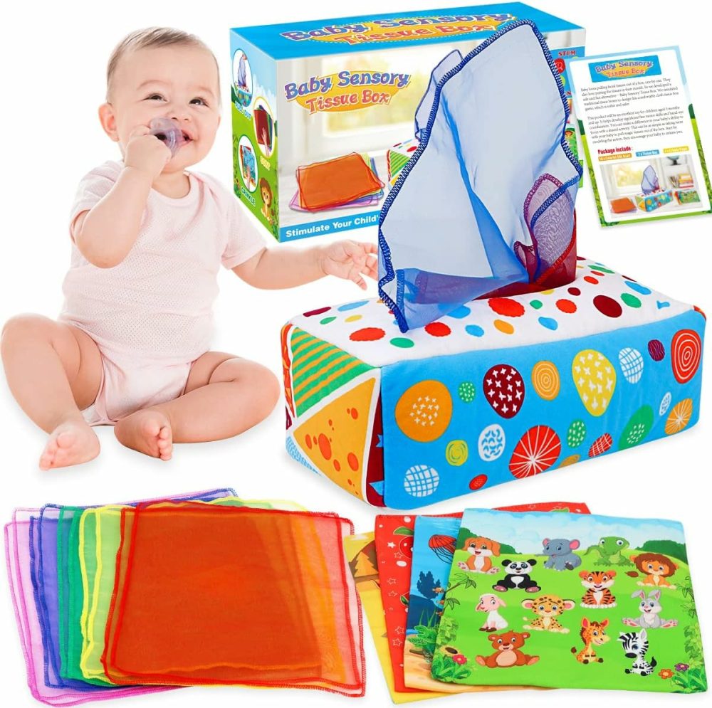 Baby Toys 6 To 12 Months – Baby Tissue Box Toys Montessori Toys For Babies 6-12 Months Soft Crinkle Infant Sensory Toys For 1 Year Old Early Learning Toys Baby Boys Girls Gifts  |  Early Development & Activity Toys All Toys Colorful