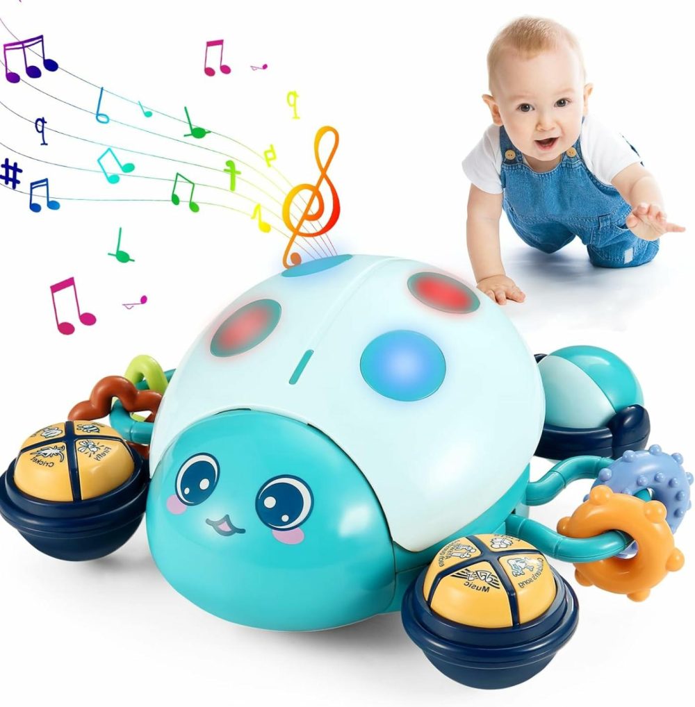 Baby Toys 6 To 12 Months Crawling Toys Tummy Time Toys With Lights Music And Interactive System Music Ladybug For 6 7 8 9 10 11 12+ Month Old Christmas Birthday Gift For Baby Boys Girl  Blue  |  Musical Toys All Toys