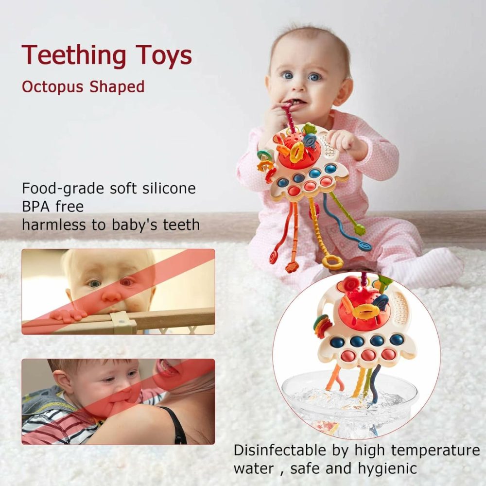 Baby Toys 6 To 12 Months  Sensory & Montessori Toys For 1 Year Old  Octopus Pull String Toys  Travel & Teething Toys For Car Seat  Baby Girl Boy Gifts For 6  9  12  18 Months Infant Toddler  |  Sorting & Stacking Toys All Toys Sorting & Stacking Toys