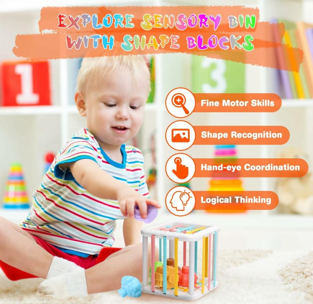 Baby Toys 6 To12 Months  7 In-1 Montessori Toy For 6-9-12-18 Month Old With Pull String Toy  Sensory Bin Toys  Stacking Baby Blocks & Soft Infant Ring & Sensory Ball  Stacking Cups For Toddler Gift  |  Sorting & Stacking Toys All Toys PVC