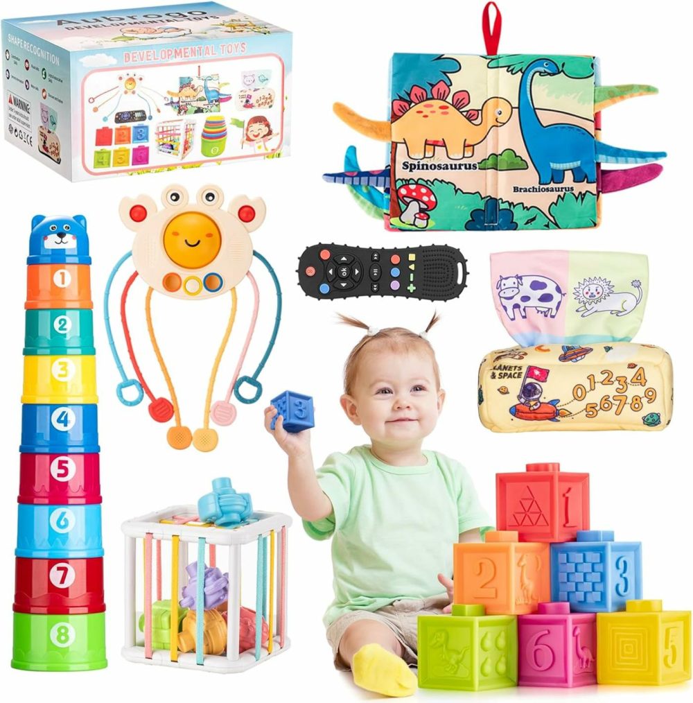 Baby Toys 6 To12 Months – 7 In 1 Montessori Toys For Babies,Infant Teething Toys 3,6,8,9,10,12 Month Developments Learning Baby Sensory Gifts For 4-6-9-12 Month Boys Girls  |  Sorting & Stacking Toys All Toys Sorting & Stacking Toys