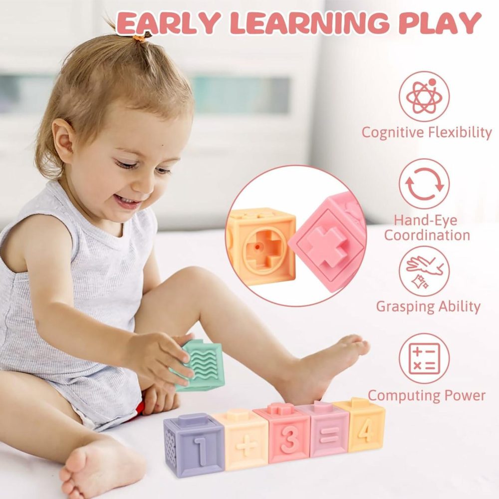 Baby Toys Blocks For Toddler – 3 In 1 Montessori Toy For Babies 6-12 Months  Soft Teething Toys Stacking Building For Infant Boy Girl Silicone Animal Sensory Learning Activity  23 Pcs  |  Sorting & Stacking Toys All Toys Sorting & Stacking Toys