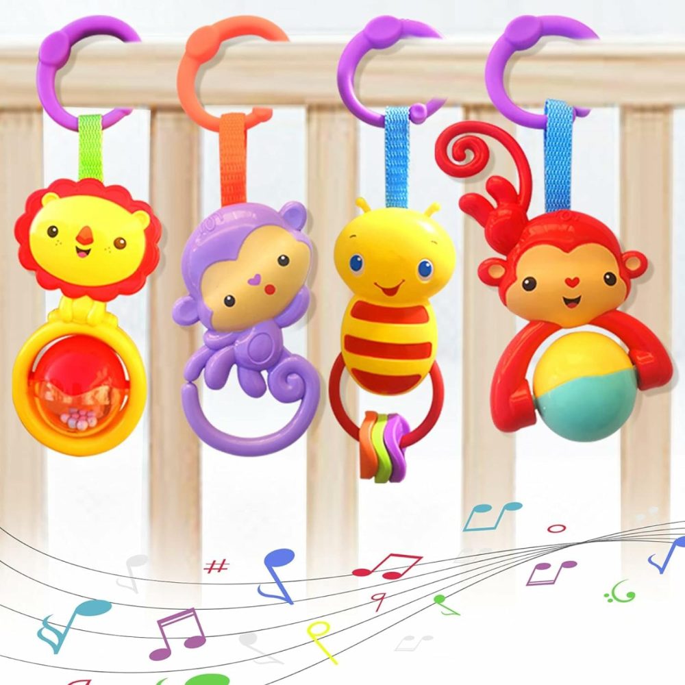 Baby Toys  Cartoon Animal Hanging Rattle Toys  Handbells Baby Rattles  Baby Bed Crib Car Seat Travel Stroller Toys For Infant  Best Birthday Gift For Newborn  4 Pack  |  Rattles & Plush Rings All Toys 788-6