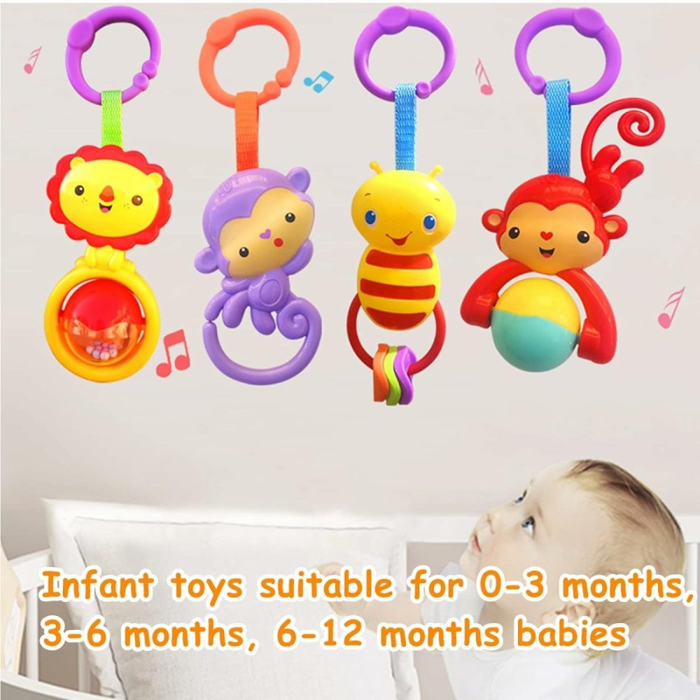 Baby Toys  Cartoon Animal Hanging Rattle Toys  Handbells Baby Rattles  Baby Bed Crib Car Seat Travel Stroller Toys For Infant  Best Birthday Gift For Newborn  4 Pack  |  Rattles & Plush Rings All Toys 788-6