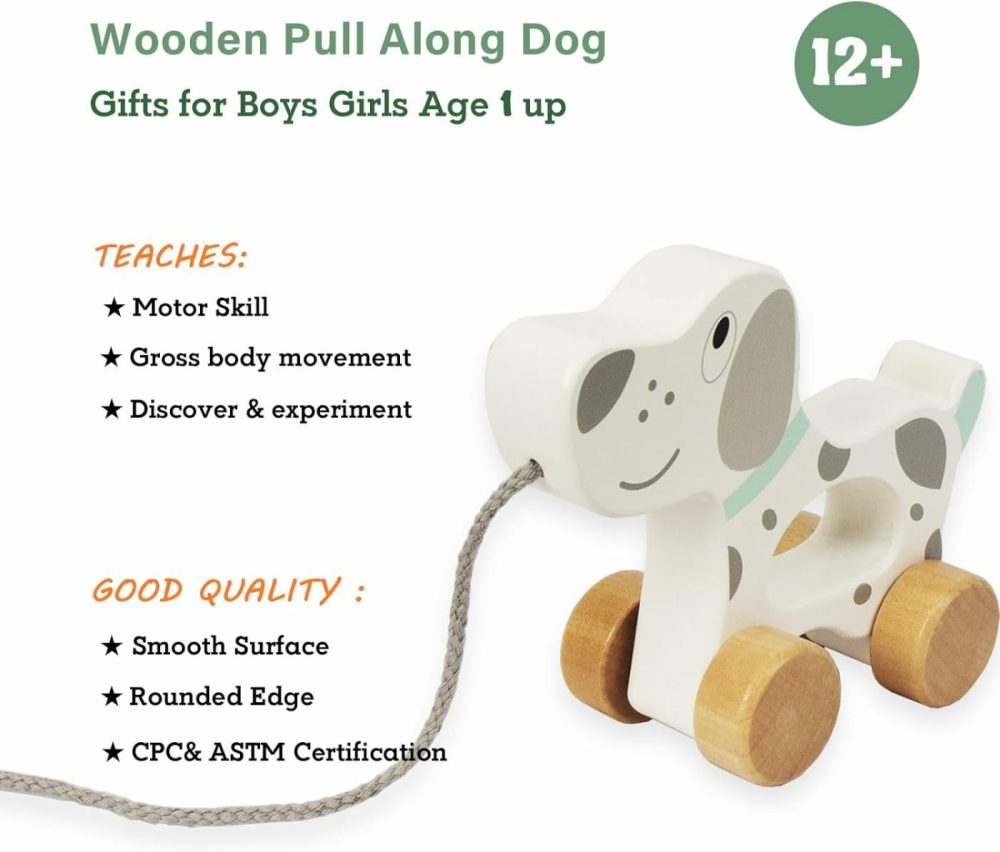 Baby Toys Car,Wooden Pull Along Toddler Toy  Developmental Toy For 1 Year Old Girl Boy Birthday Gift (Dog)  |  Push & Pull Toys All Toys Push & Pull Toys