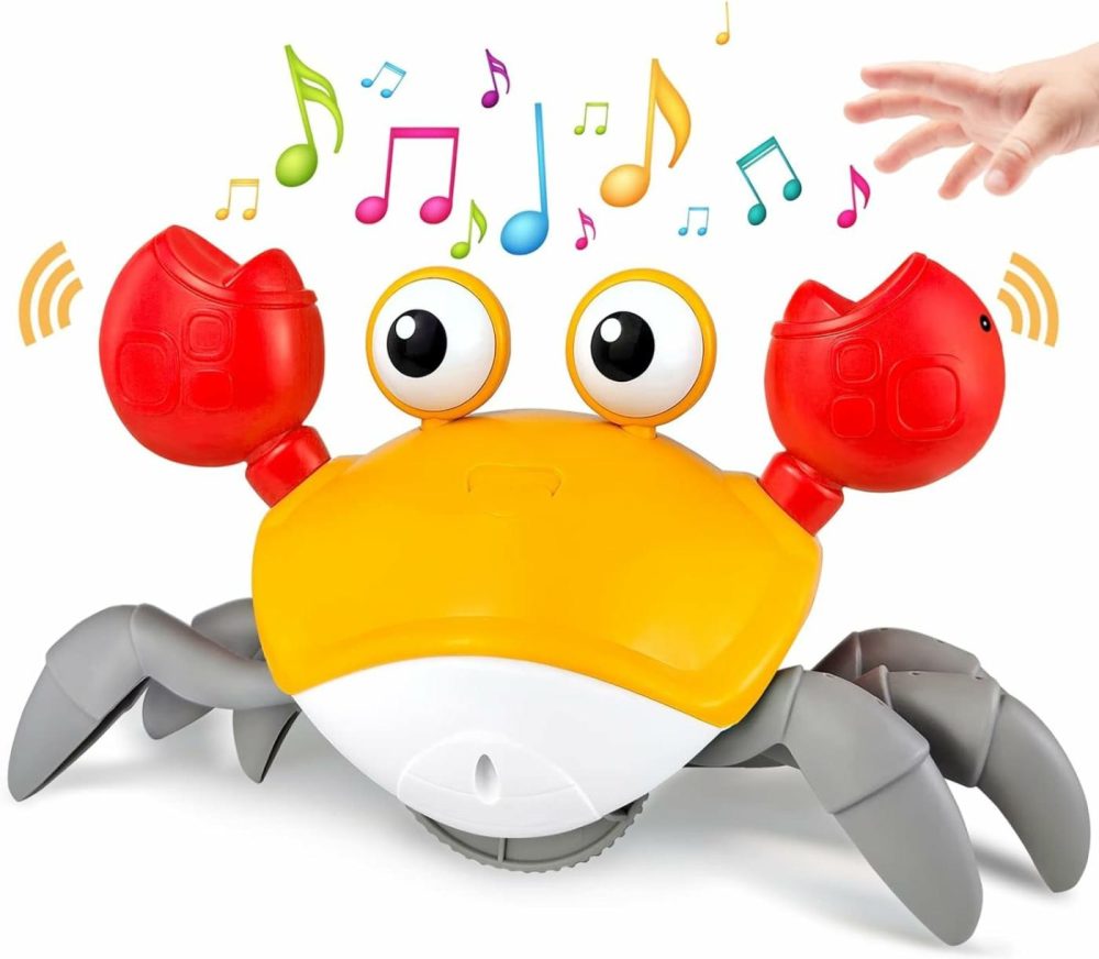 Baby Toys Crawling Crab Tummy Time Toy  Dancing Moving Walking Escape Cute Crab Learning Crawl Boy/Girl Gift  Interactive Development Sensory Toy For Infants Babies Toddlers Kids (Orange)  |  Musical Toys All Toys