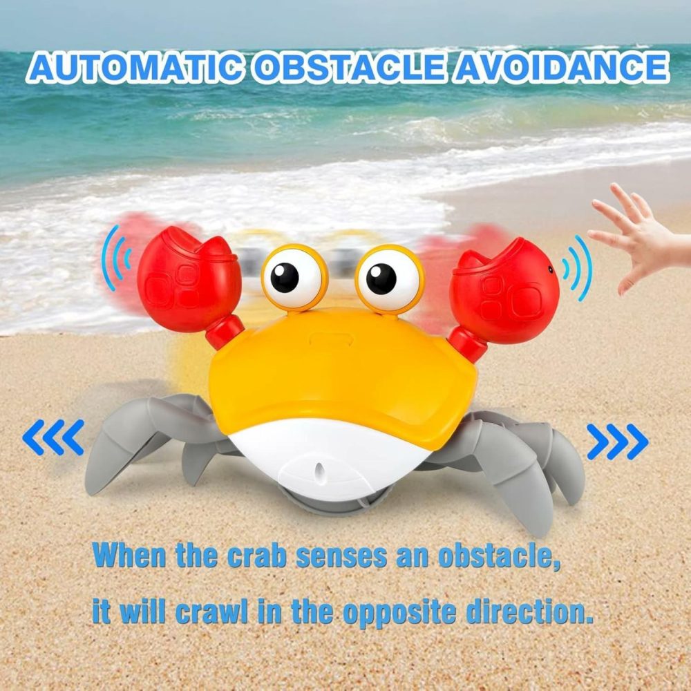 Baby Toys Crawling Crab Tummy Time Toy  Dancing Moving Walking Escape Cute Crab Learning Crawl Boy/Girl Gift  Interactive Development Sensory Toy For Infants Babies Toddlers Kids (Orange)  |  Musical Toys All Toys