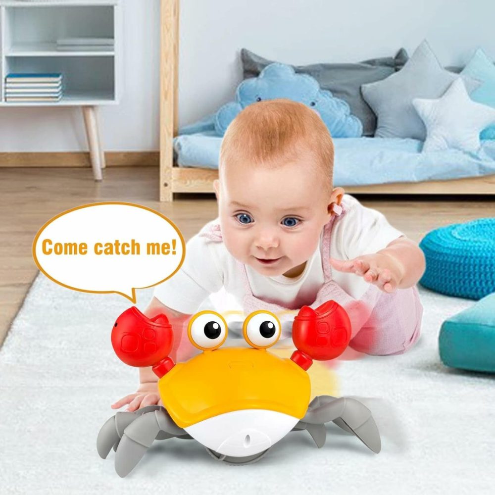 Baby Toys Crawling Crab Tummy Time Toy  Dancing Moving Walking Escape Cute Crab Learning Crawl Boy/Girl Gift  Interactive Development Sensory Toy For Infants Babies Toddlers Kids (Orange)  |  Musical Toys All Toys