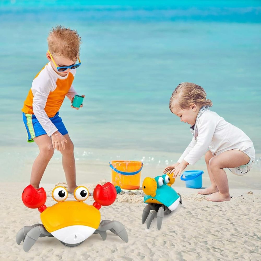 Baby Toys Crawling Crab Tummy Time Toy  Dancing Moving Walking Escape Cute Crab Learning Crawl Boy/Girl Gift  Interactive Development Sensory Toy For Infants Babies Toddlers Kids (Orange)  |  Musical Toys All Toys