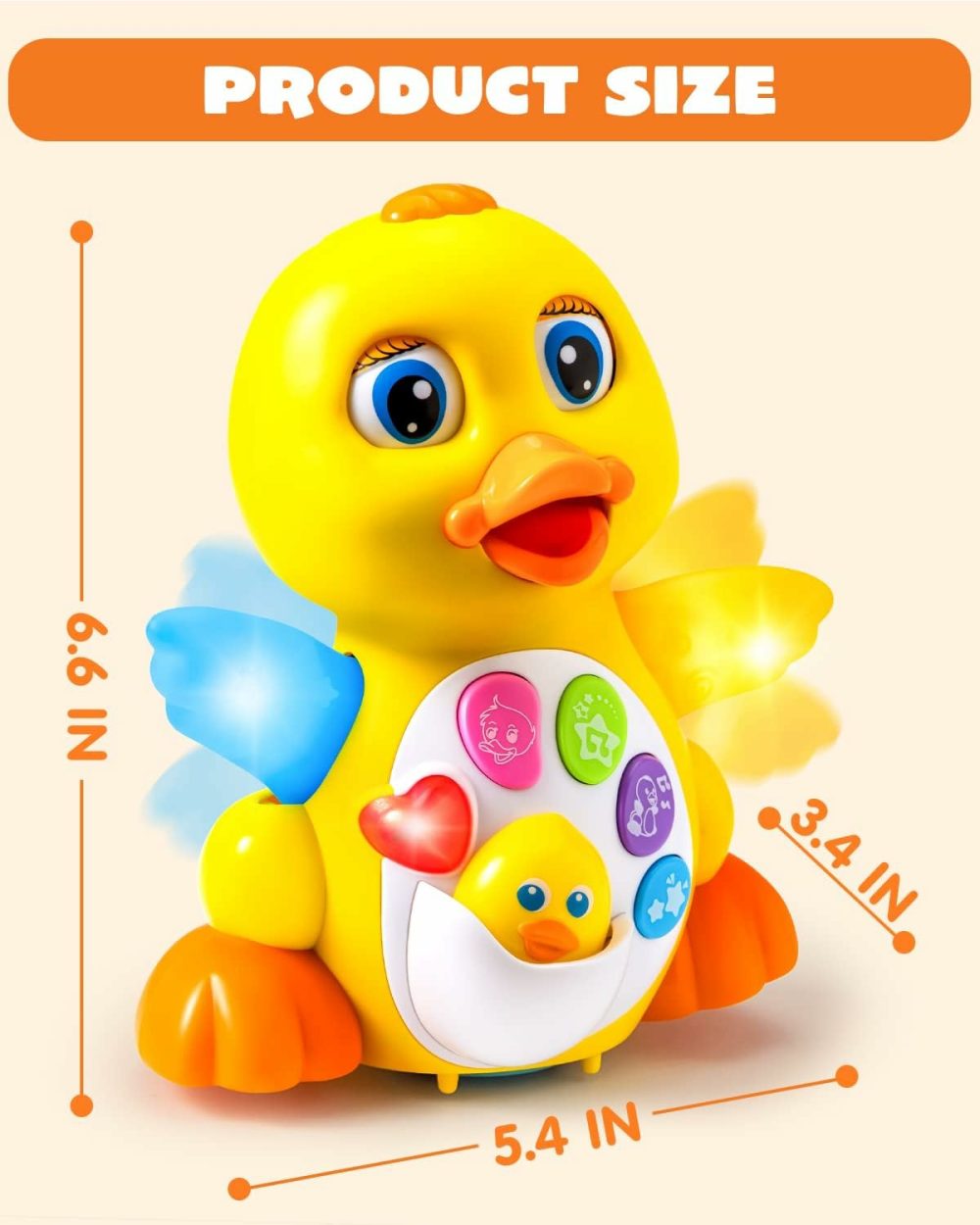 Baby Toys Duck  Infant Musical Toys 18+ Months  Tummy Time Toys With Music & Lights  Light Up Learning Toys  Dancing Crawling Baby Toy  Baby Easter Basket Stuffers Gifts  |  Musical Toys All Toys