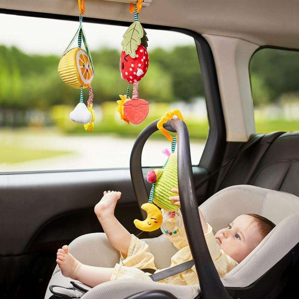 Baby Toys For 3 6 9 12 Months,Hanging Fruit Rattles Avocado,Banana,Orange And Strawberry,Stroller Mobile Toys,Plush Soft Rattles For Boys,Girls Christmas Gifts,4 Pack  |  Car Seat & Stroller Toys All Toys Car Seat & Stroller Toys