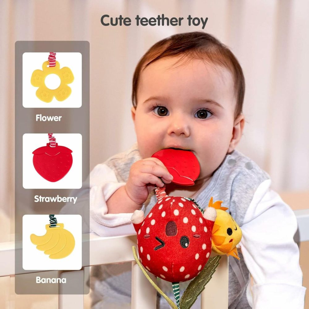 Baby Toys For 3 6 9 12 Months,Hanging Fruit Rattles Avocado,Banana,Orange And Strawberry,Stroller Mobile Toys,Plush Soft Rattles For Boys,Girls Christmas Gifts,4 Pack  |  Car Seat & Stroller Toys All Toys Car Seat & Stroller Toys