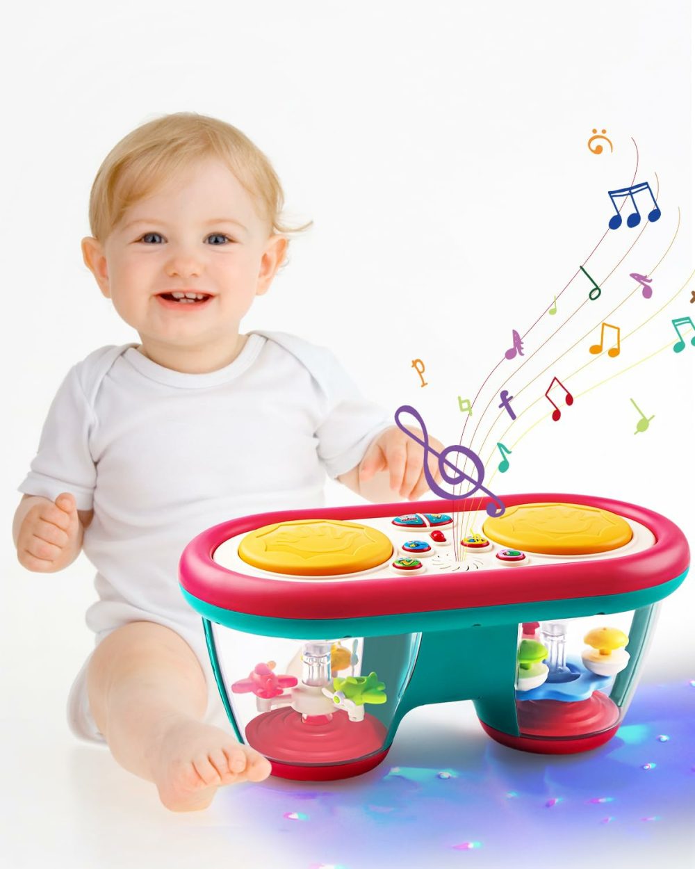 Baby Toys For 6 To 12 Months  Drum Musical Instruments Rotating Light Up Toys For 12-18 Months Kids  Tummy Time Toys For Baby 0-3-6-9 Months  Walker For Baby Boy Girl Toys 1 Year Old (Blue)  |  Musical Toys All Toys Blue