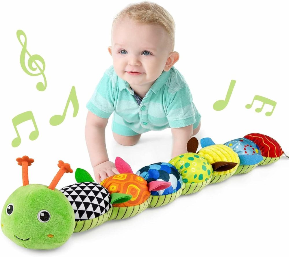 Baby Toys Musical Caterpillar,Infant Stuffed Animal Toys With Crinkle And Rattles,Soft Sensory Toys With Textures For Tummy Time Newborn Boys Girls 0 3 6 12 Months(Green)  |  Musical Toys All Toys