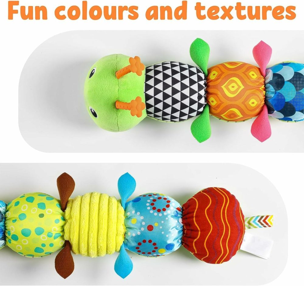 Baby Toys Musical Caterpillar,Infant Stuffed Animal Toys With Crinkle And Rattles,Soft Sensory Toys With Textures For Tummy Time Newborn Boys Girls 0 3 6 12 Months(Green)  |  Musical Toys All Toys