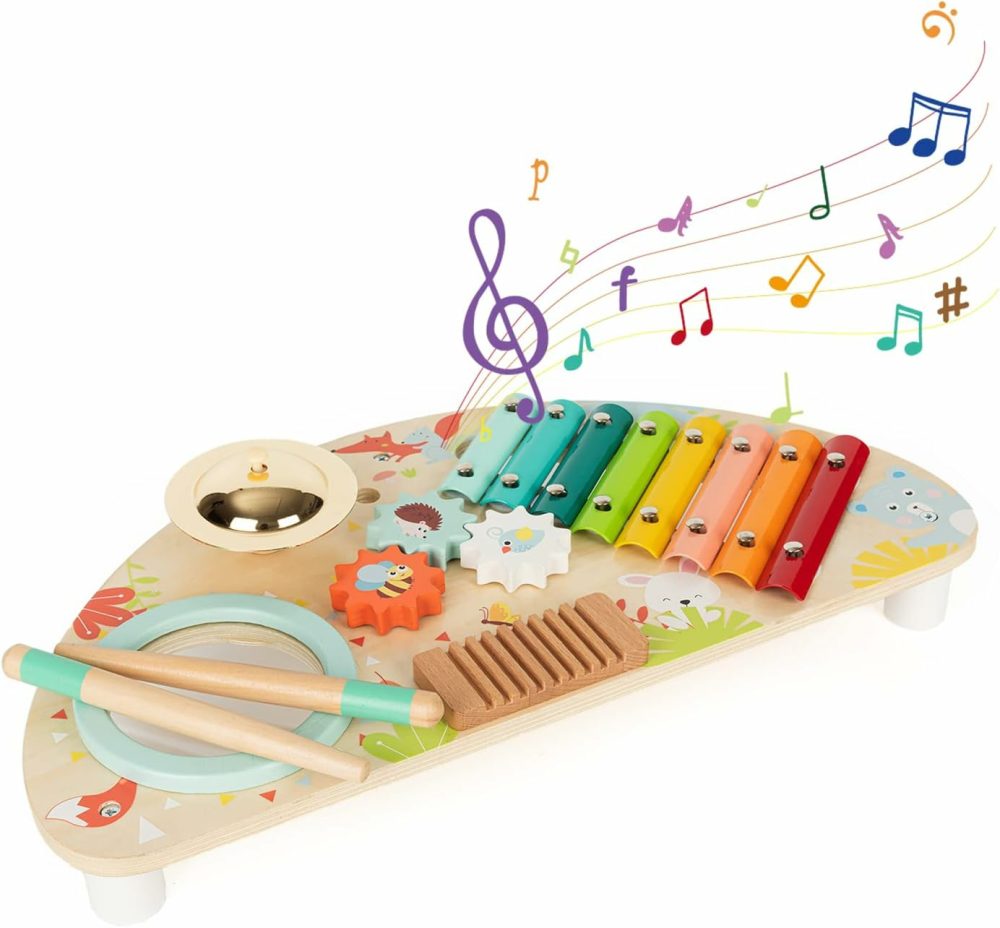 Baby Toys Musical Instruments   All-In-One Wooden Montessori Musical Set For 1&2Y (Includes Xylophone Drum Cymbal Guiro Gears)  Gifts For 1+ Year Old Girl Preschool  |  Musical Toys All Toys