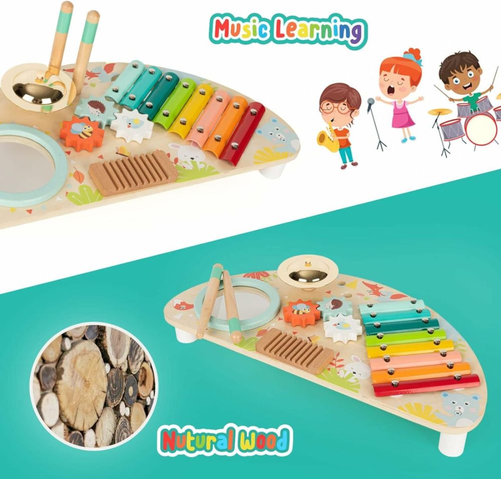 Baby Toys Musical Instruments   All-In-One Wooden Montessori Musical Set For 1&2Y (Includes Xylophone Drum Cymbal Guiro Gears)  Gifts For 1+ Year Old Girl Preschool  |  Musical Toys All Toys