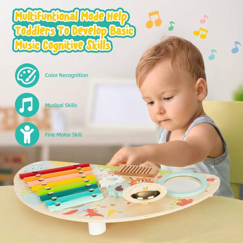 Baby Toys Musical Instruments   All-In-One Wooden Montessori Musical Set For 1&2Y (Includes Xylophone Drum Cymbal Guiro Gears)  Gifts For 1+ Year Old Girl Preschool  |  Musical Toys All Toys