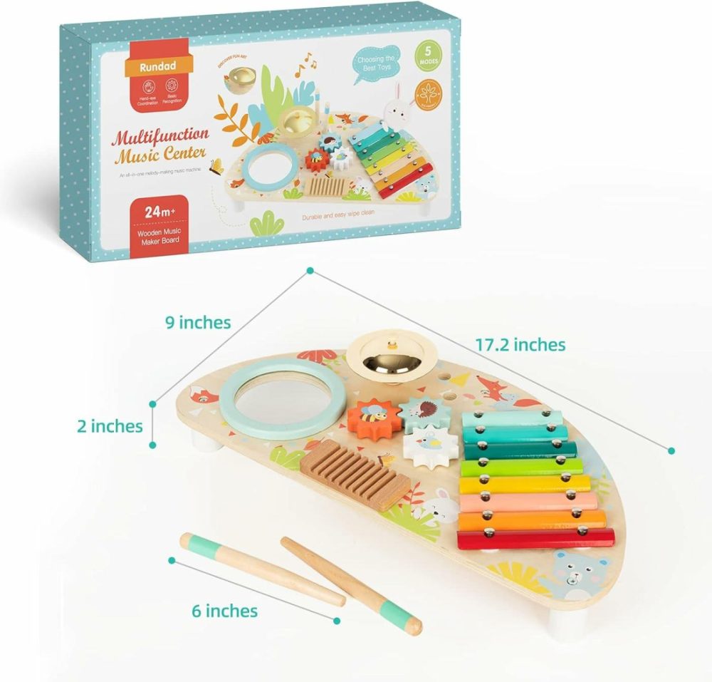 Baby Toys Musical Instruments   All-In-One Wooden Montessori Musical Set For 1&2Y (Includes Xylophone Drum Cymbal Guiro Gears)  Gifts For 1+ Year Old Girl Preschool  |  Musical Toys All Toys