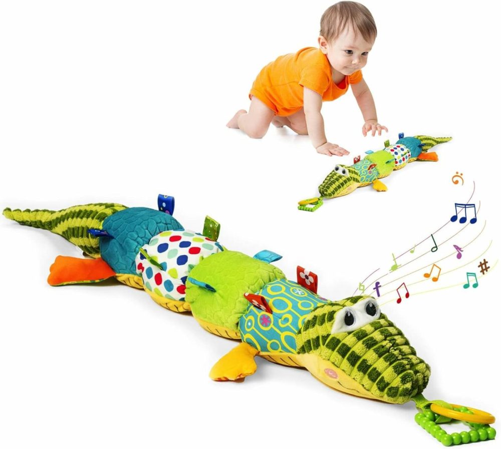 Baby Toys  Tummy Time Baby Toys With Rattles  Crinkle  Newborn Baby Musical Toys For Infant 0 3 6 9 12 Months Boys & Girls-Alligator  |  Rattles & Plush Rings All Toys Rattles & Plush Rings