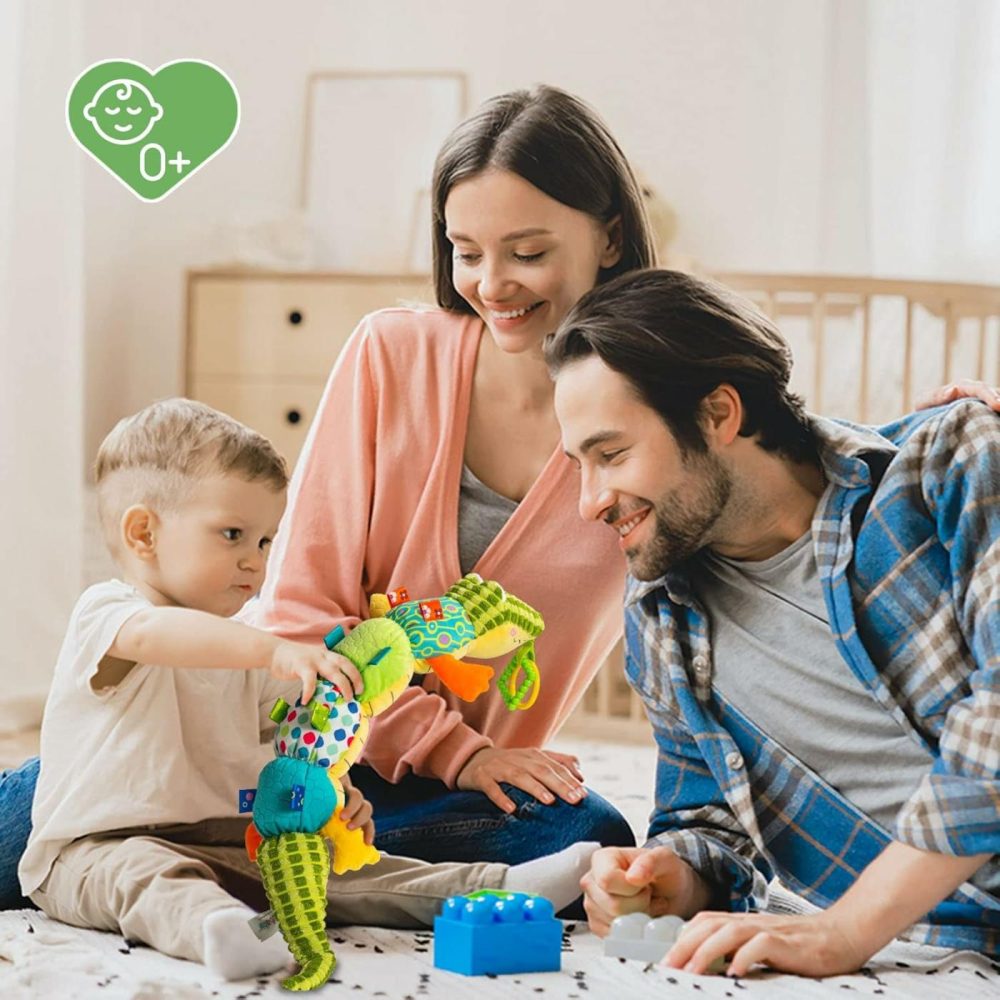 Baby Toys  Tummy Time Baby Toys With Rattles  Crinkle  Newborn Baby Musical Toys For Infant 0 3 6 9 12 Months Boys & Girls-Alligator  |  Rattles & Plush Rings All Toys Rattles & Plush Rings