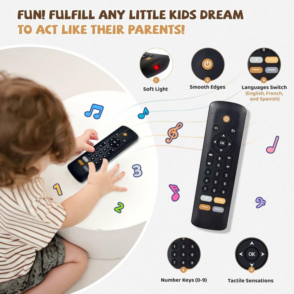 Baby Tv Remote Toy – Baby Early Learning Toys  Baby Musical Toys  Toddler Toys With Realistic Play  Lights  And Sounds – Boys Girls Toys Gift For 1 2 Year Old  |  Musical Toys All Toys Black