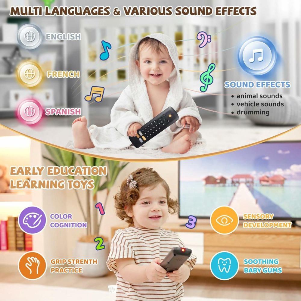 Baby Tv Remote Toy – Baby Early Learning Toys  Baby Musical Toys  Toddler Toys With Realistic Play  Lights  And Sounds – Boys Girls Toys Gift For 1 2 Year Old  |  Musical Toys All Toys Black